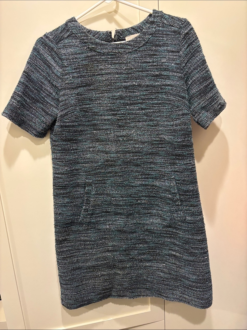 Ann Taylor Loft Gray Tweed Front Pocket Shift Dress